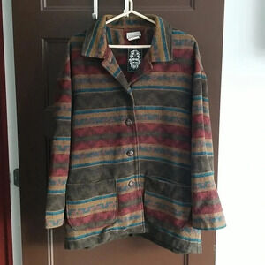 🇨🇦 Savannah Vintage 90s Wool Western Striped Shacket Coat Medium Large